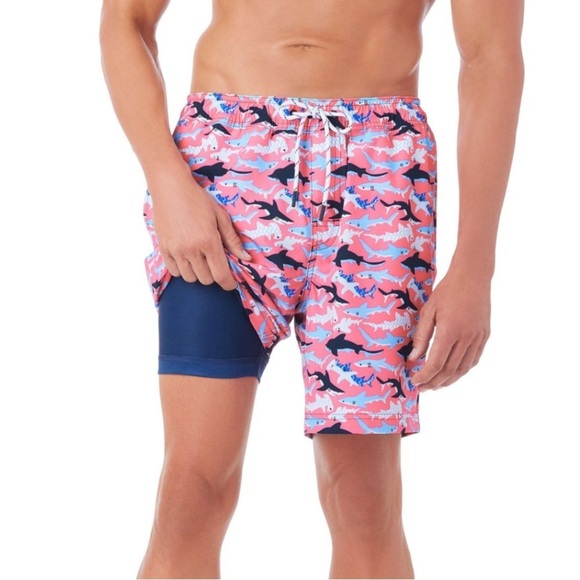Member's Mark Other - Men's Shark Pattern Board Shorts - Pink and Navy